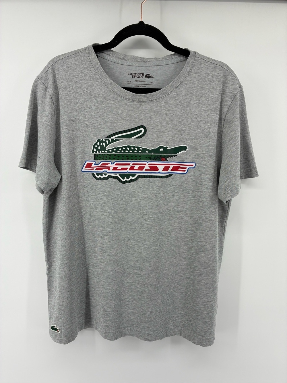 Lacoste Men's Grey Croc Logo Cotton T-Shirt